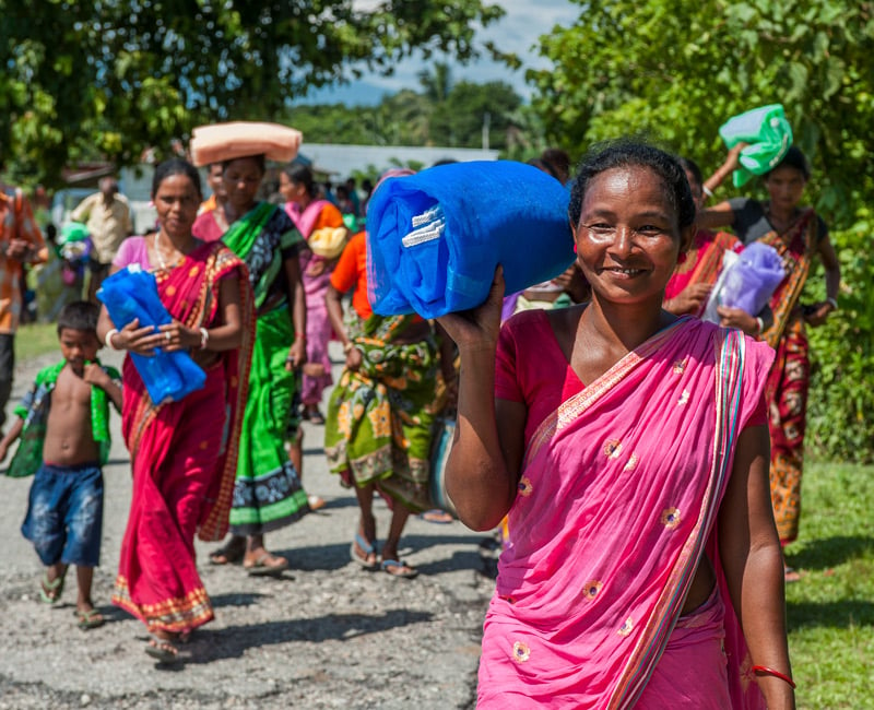 These women were happy to receive a free mosquito net for their families from GFA-supported workers.