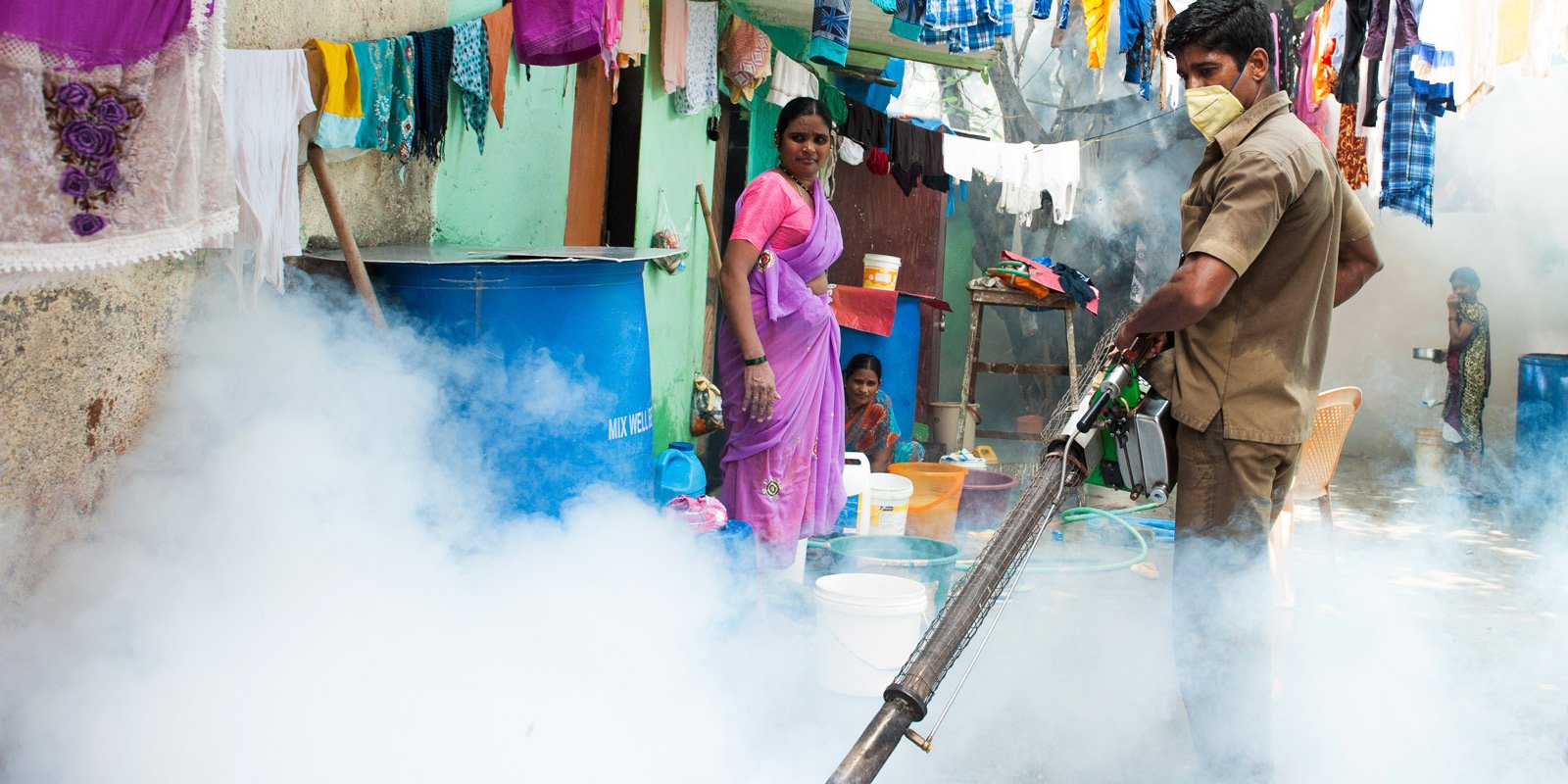 Spraying for mosquitoes in India